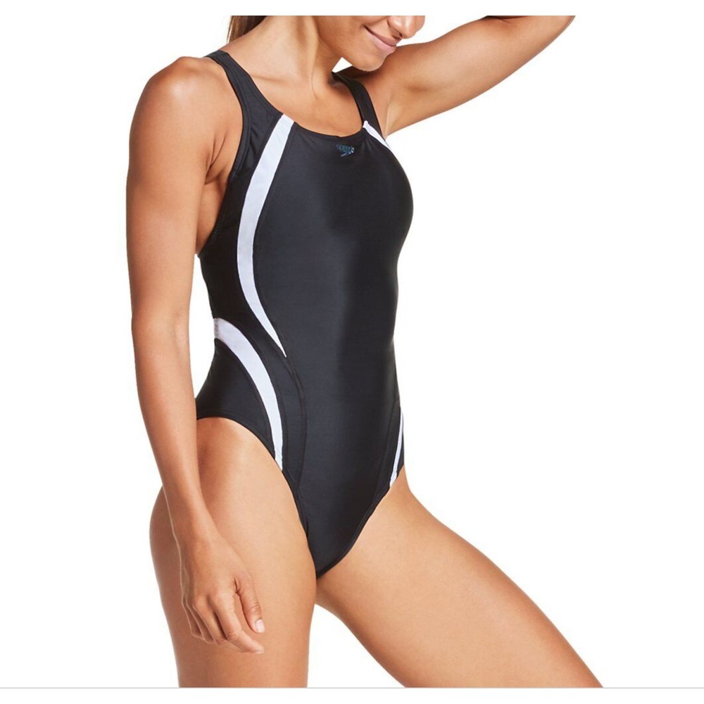 Speedo 7723950 Active Quantum Fusion Splice One Piece Swimsuit Size 8